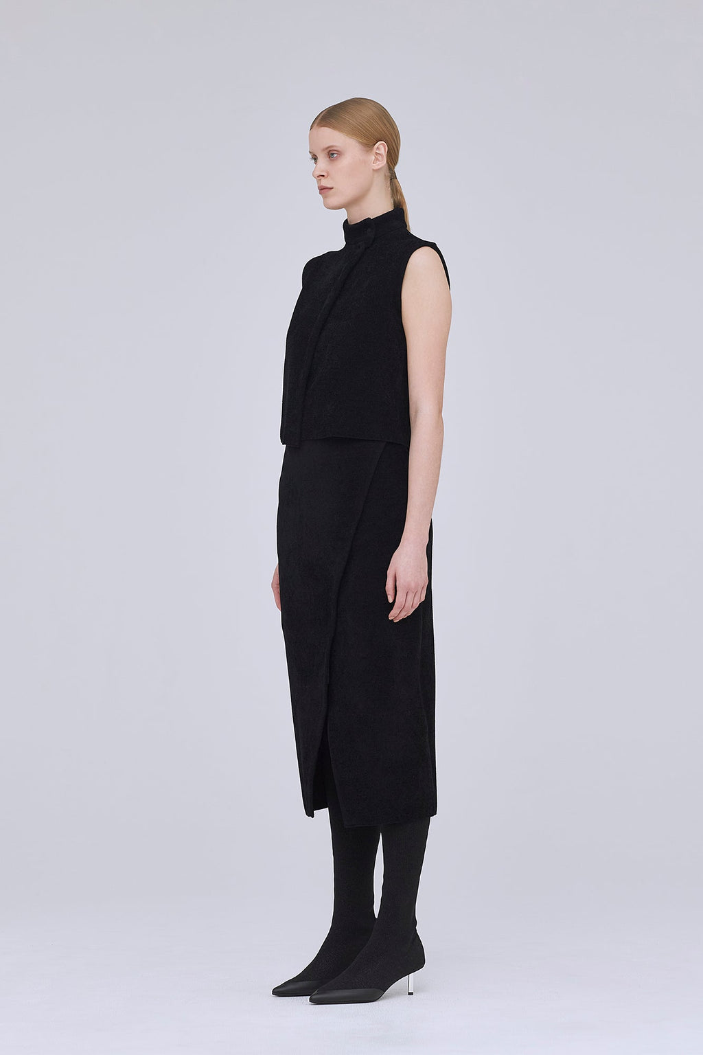 MILAN RIB VELVET STAND-UP COLLAR VEST