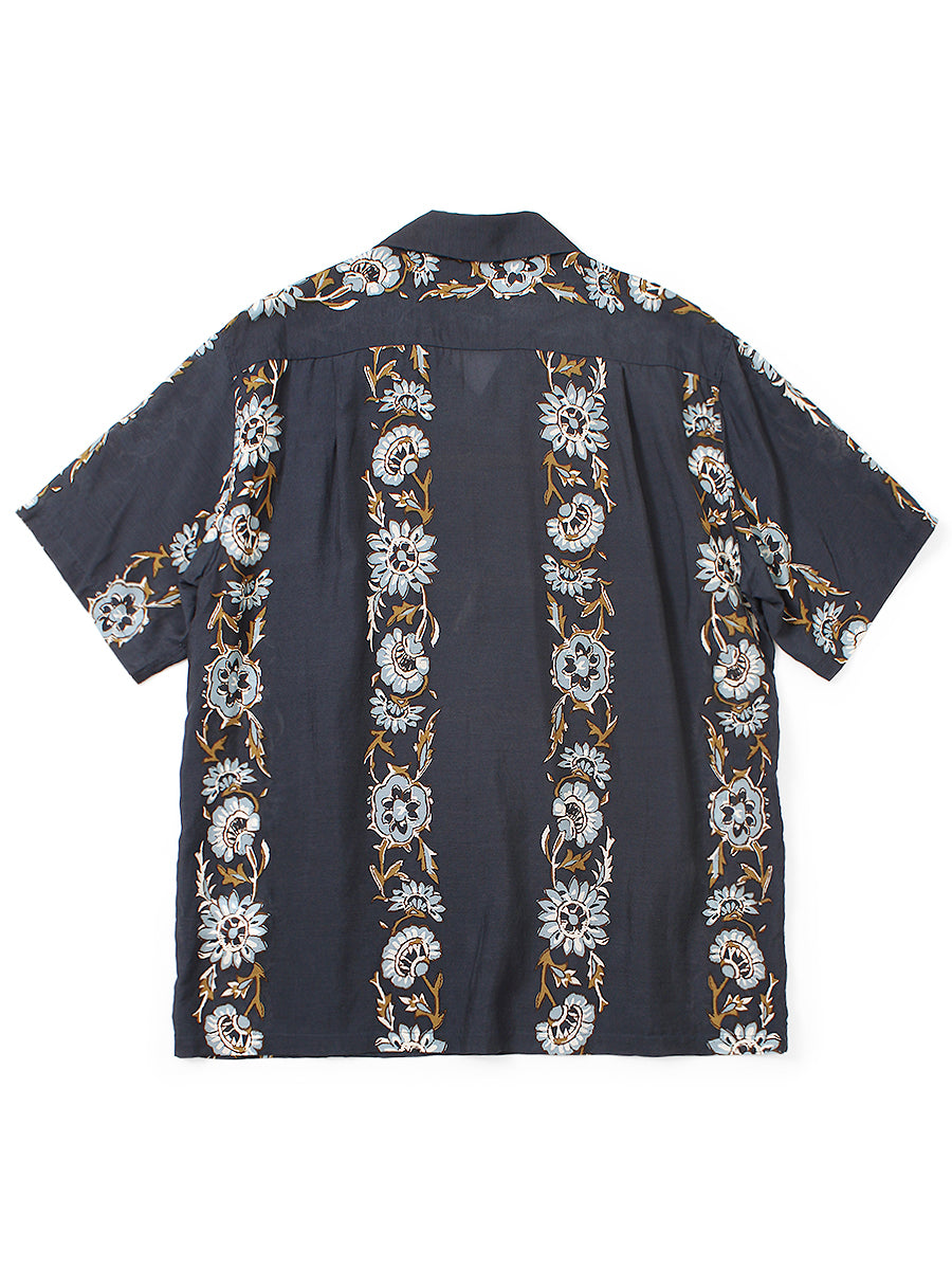 Silk Rayon Toggle - Milept Short Sleeve Open Collar Shirt
