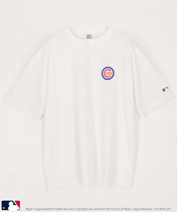 Limited Edition MLB Logo Print Henley Neck Oversized T-Shirt