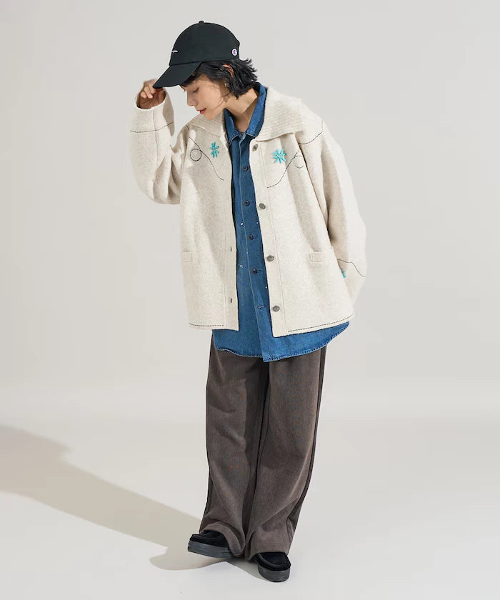 Western-Style Beaded Knit Cardigan