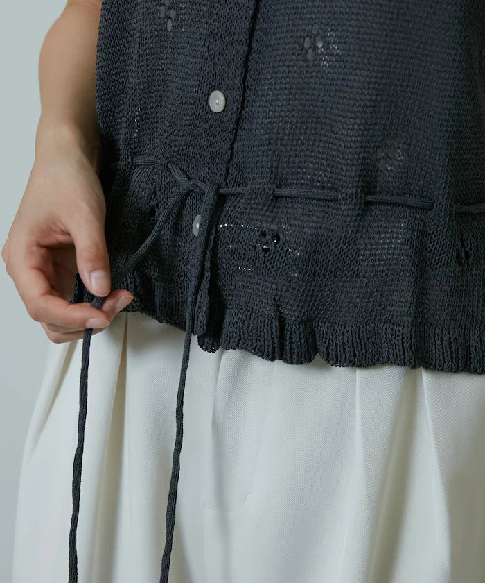 Linen Touch Eyelet Knit Cardigan Limited Edition