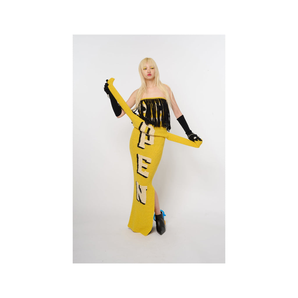 AIR DANCER KNIT DRESS / SCARF：YELLOW