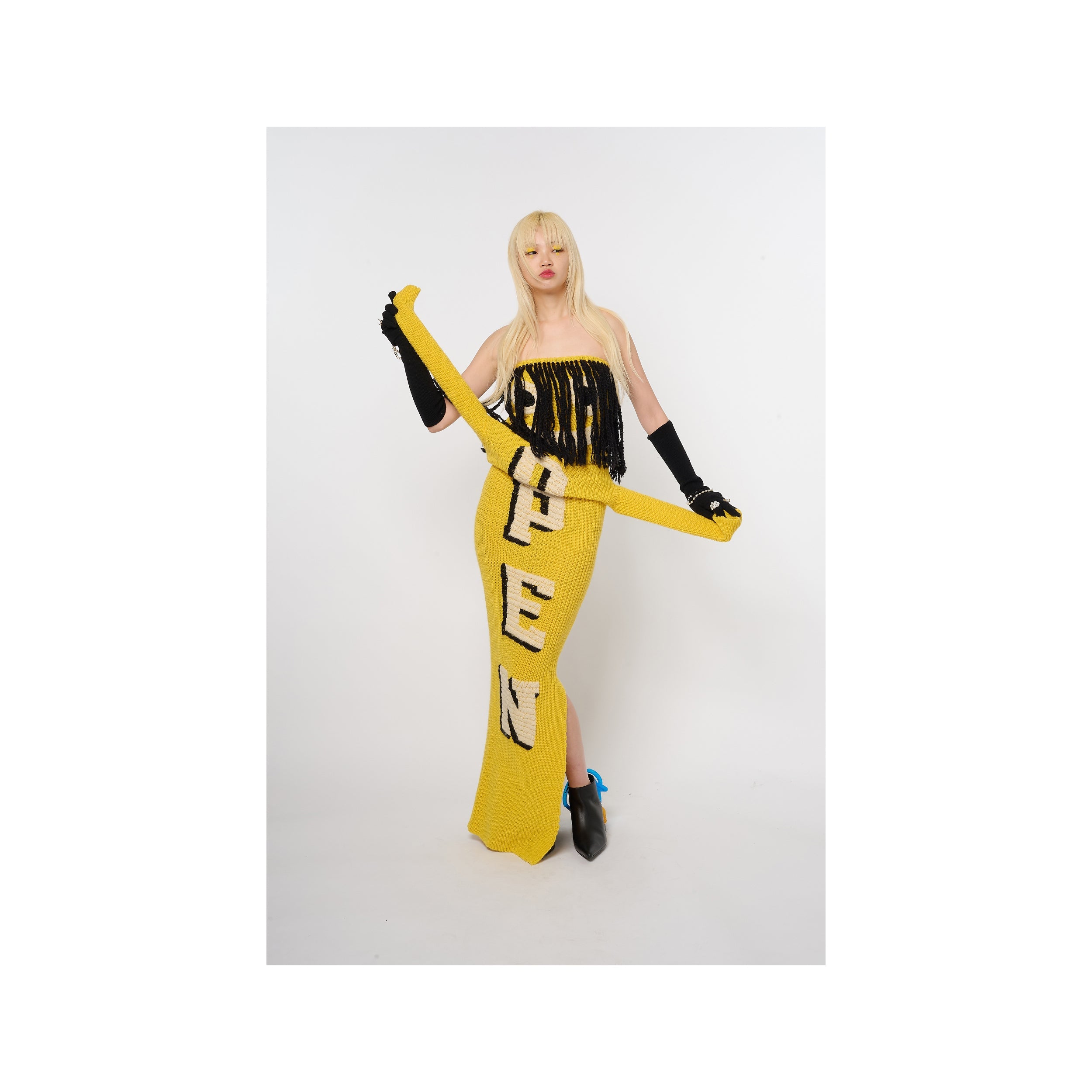 AIR DANCER KNIT DRESS / SCARF：YELLOW