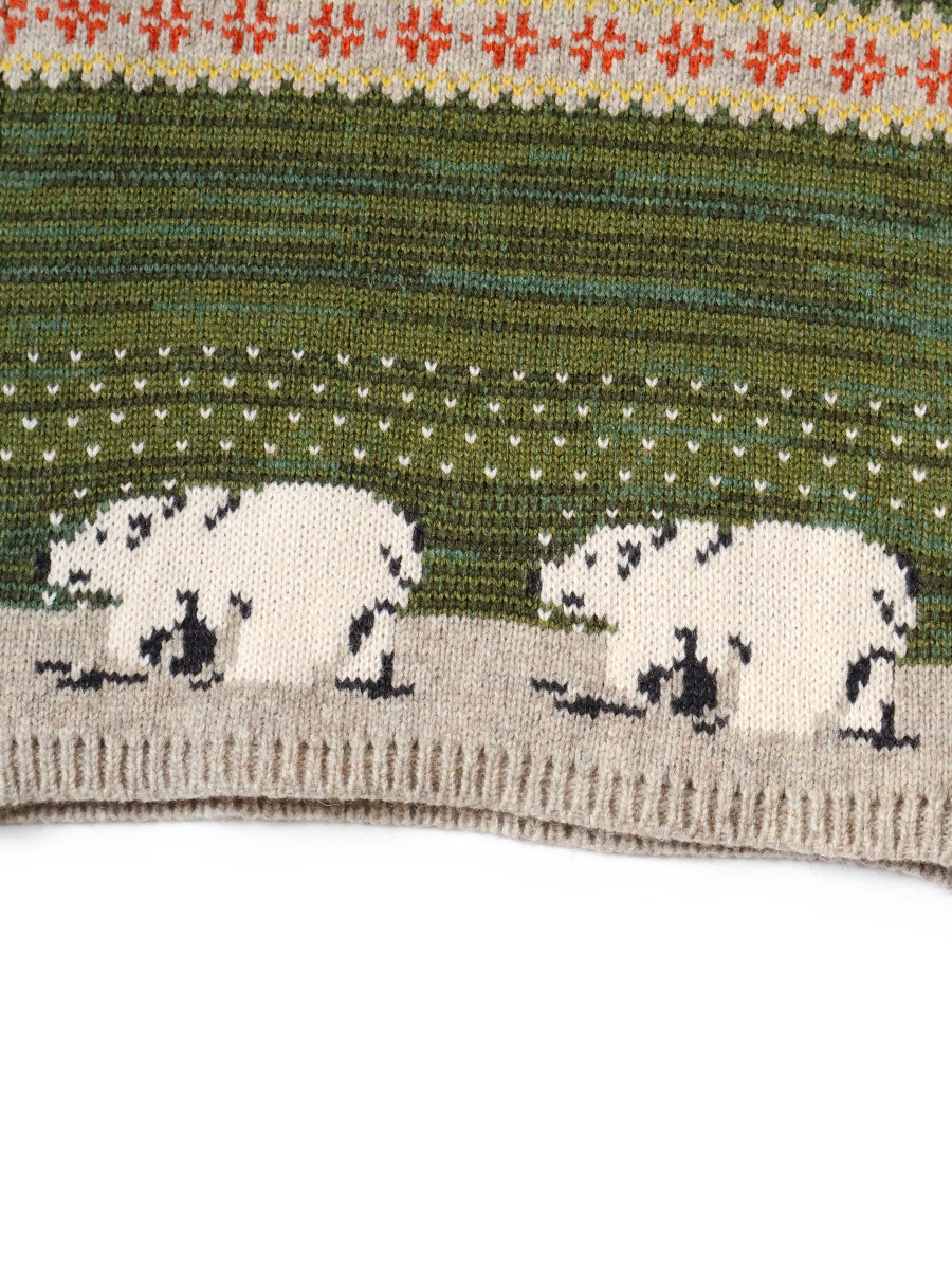 5G Wool Polar Bear High Neck Bib Poncho