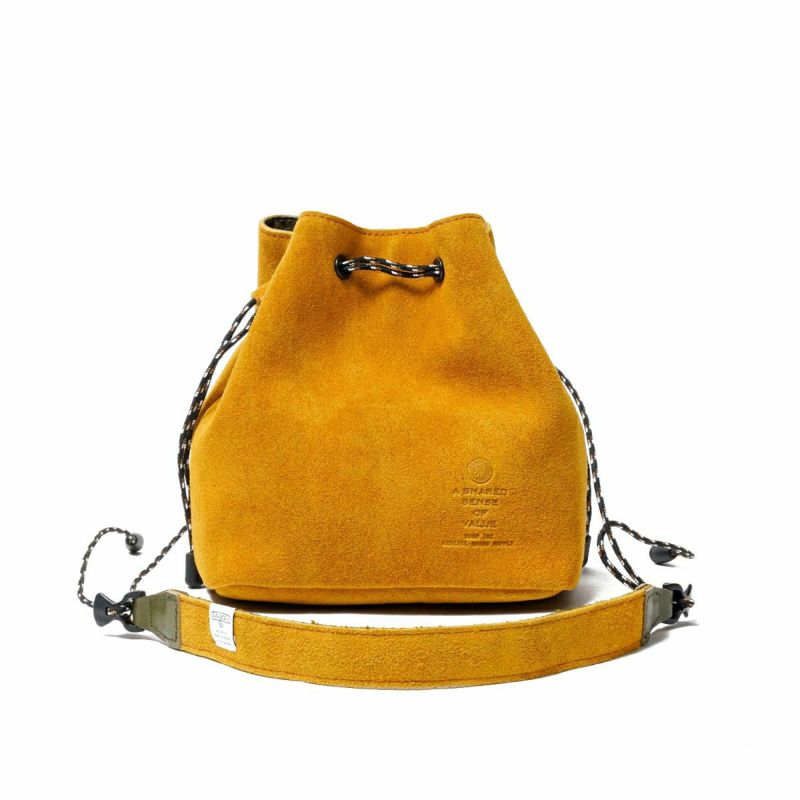 WATER PROOF SUEDE MINI DROW STRING SHOULDER/MUSTARD
