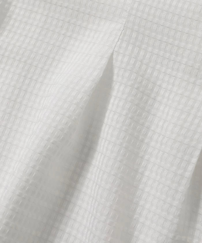 Sheer Check Balloon Sleeve Blouse