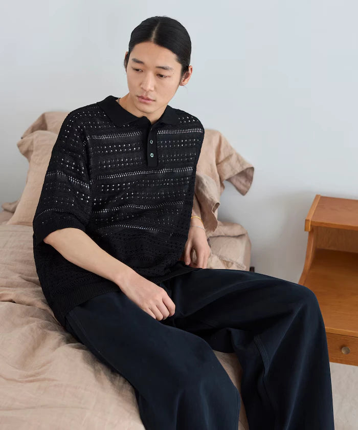 Big Silhouette Short Sleeve Knit Polo Shirt
