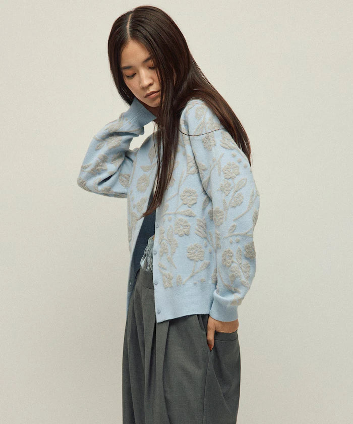 Flower Jacquard Knit Cardigan