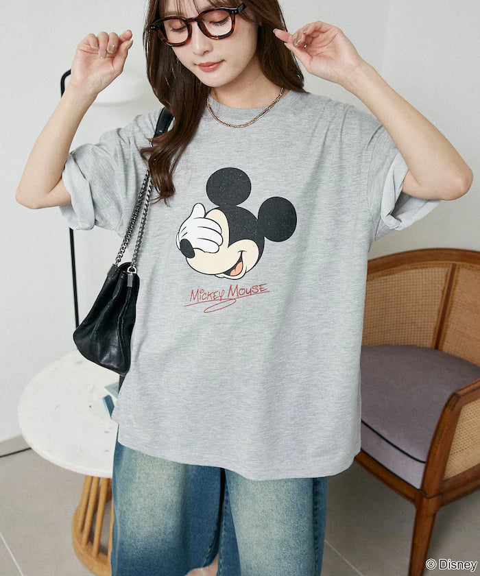 <Functional Material>Mickey Mouse Face T-Shirt Limited Edition