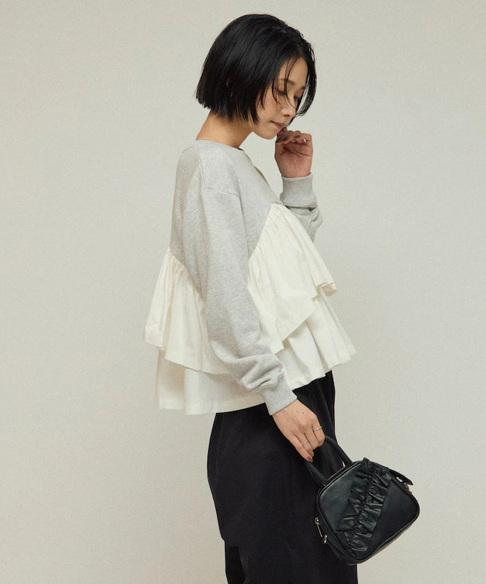 Organic Cotton Docking Frill Sweat / Relaxed Fit / Backed Sweat