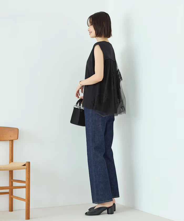 Organic Cotton Tulle Lace Docking Top