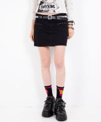 Back Lace-Up Micro Mini Denim Skirt