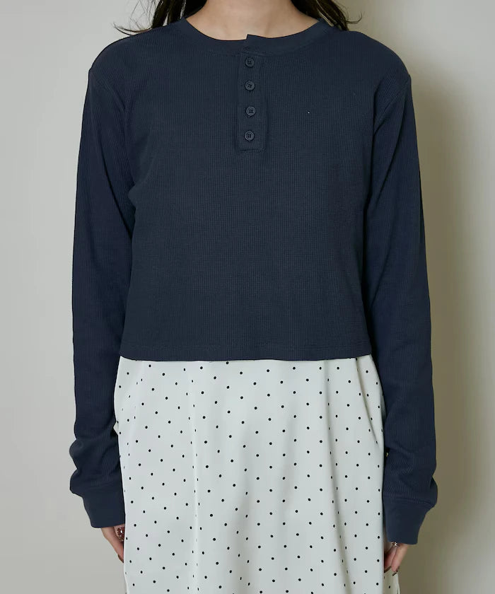 Light Waffle Henley Neck Long Sleeve T Limited Edition