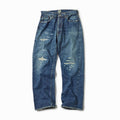 GL42580H / RECYCLED WASTE SUVIN COTTON YARN 14oz. DENIM 5POCKET STRAIGHT PANTS VINTAGE WASHED (ZIPPER FLY)