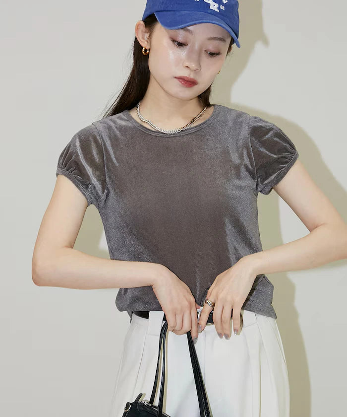 Puff Sleeve Sheer Flocky T-Shirt Limited Edition