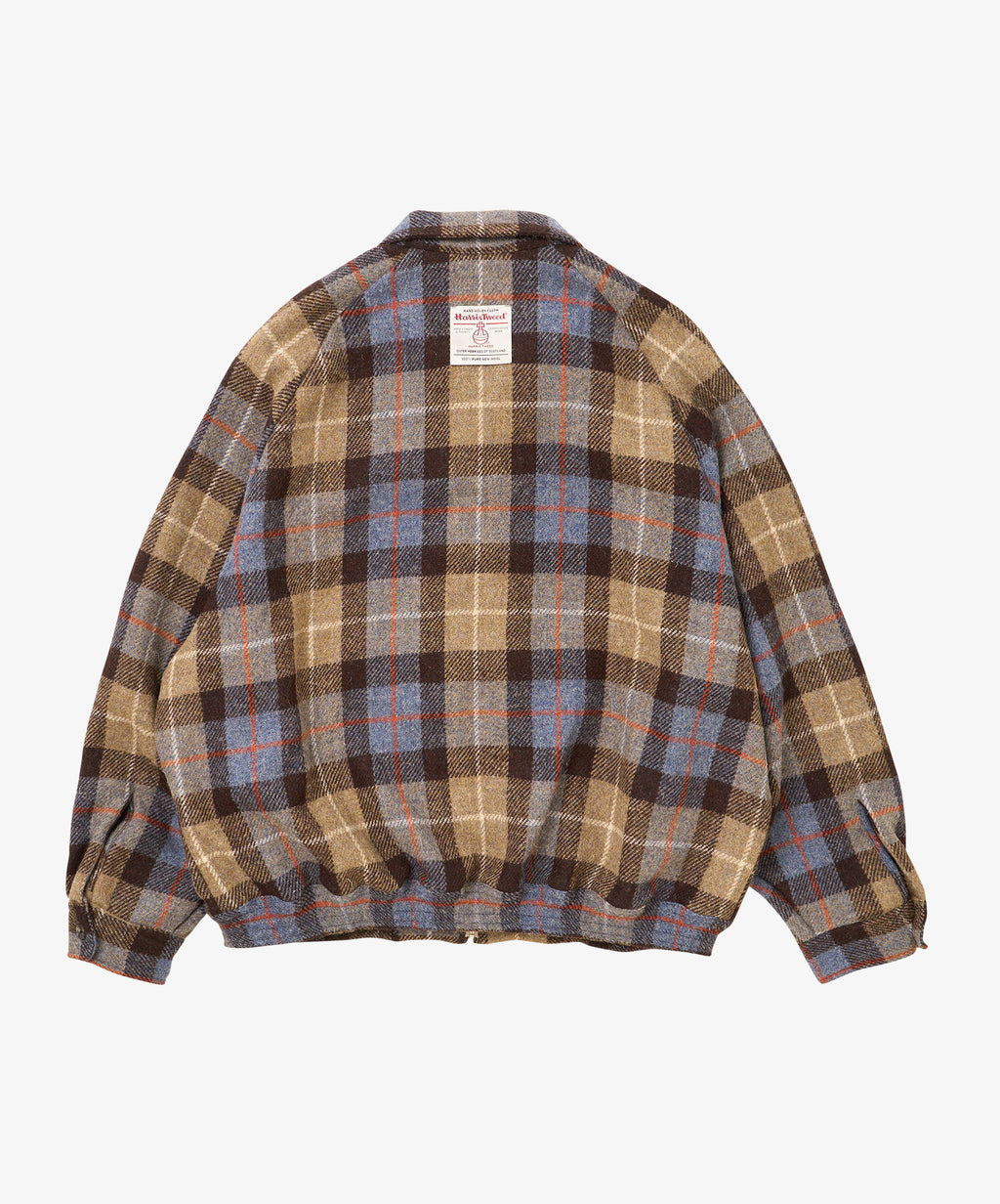 zip up blouson plaid harris tweed