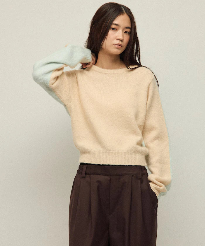 Alpaca Blend Bicolor Knit Pullover