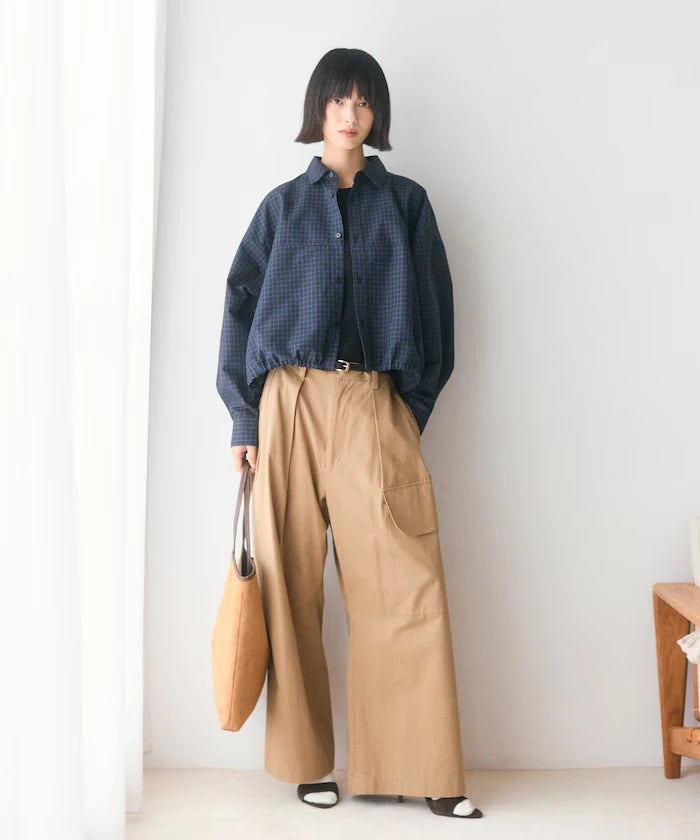 Hem Code Switch Short Length Long Sleeve Shirt