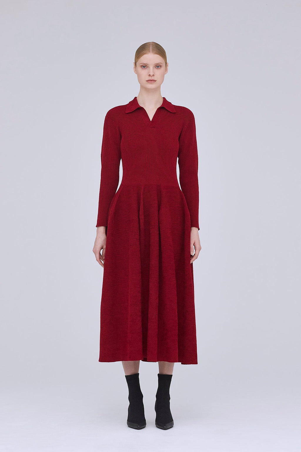 POTTERY VELVET LONG SLEEVE POLO DRESS