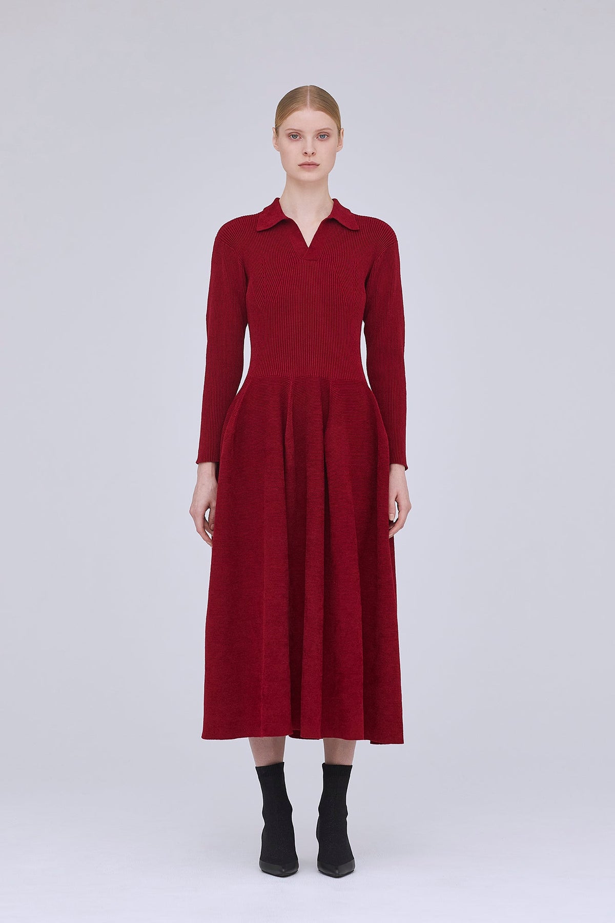 POTTERY VELVET LONG SLEEVE POLO DRESS