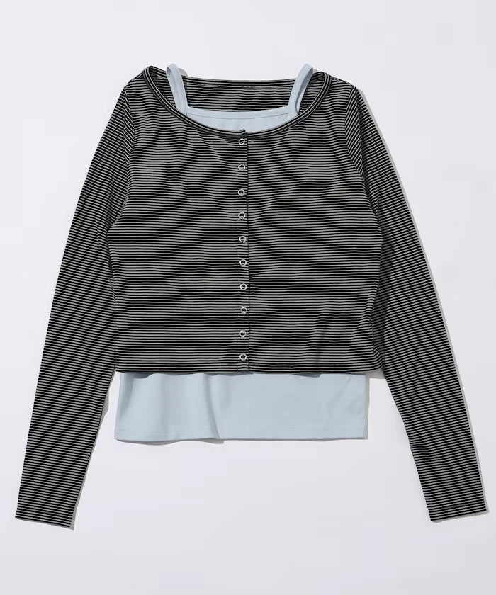 [February 12, 12:00 Release] Layered Set Top / Striped Cardigan & Camisole