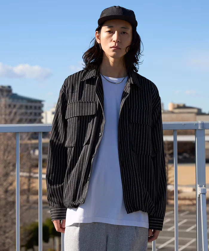 Stripe Shirt Blouson / Setup Compatible / Layer / Relaxed Fit