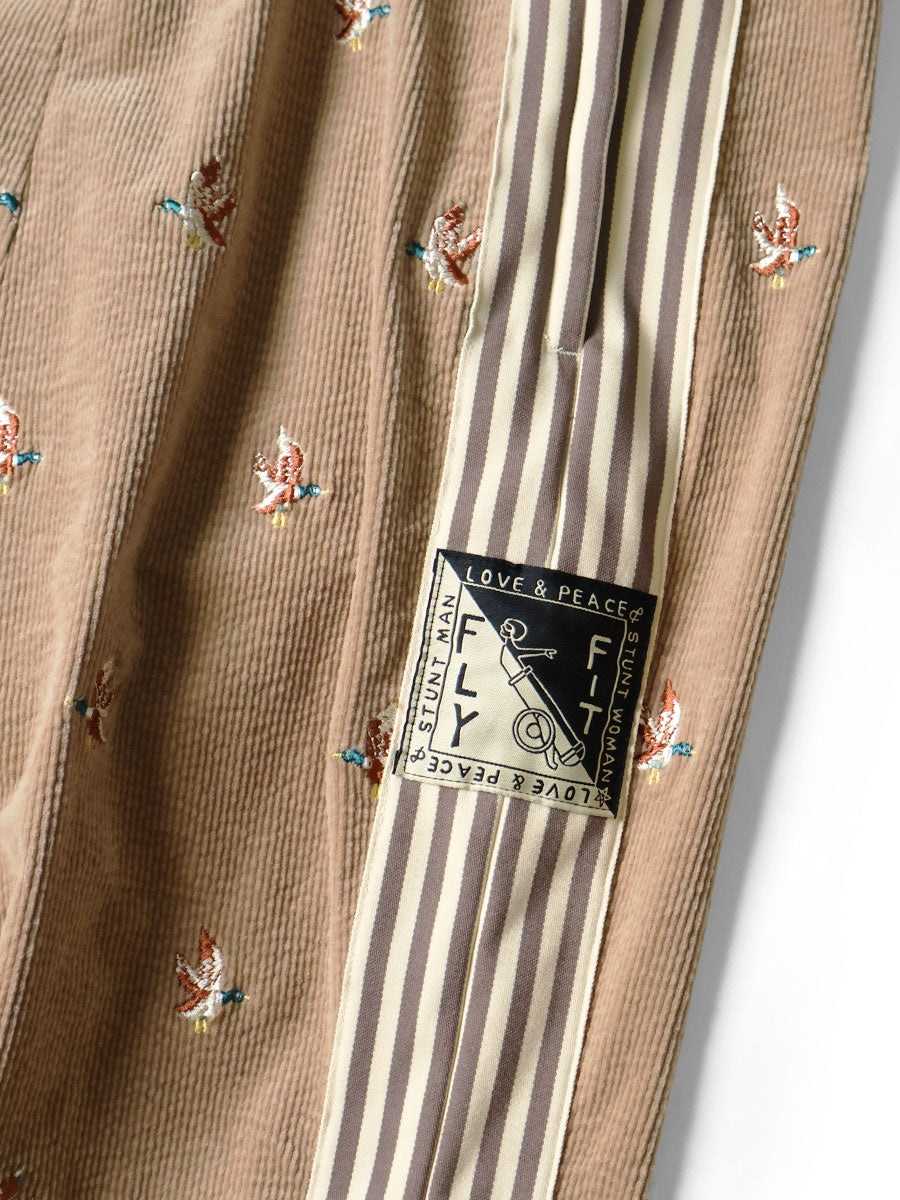 11W Stretch Corduroy Duck Embroidery Track Pants...