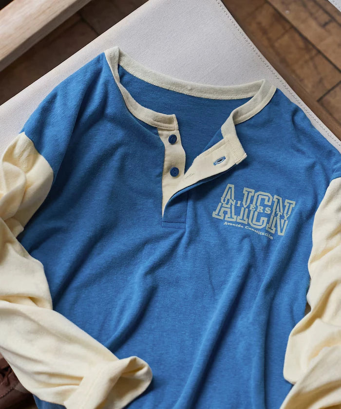 Henry Neck Football Logo T-Shirt