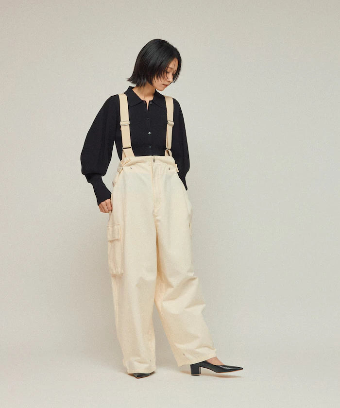 Functional material silk blend knit polo volume sleeve knit cardigan / anti-pill / machine washable