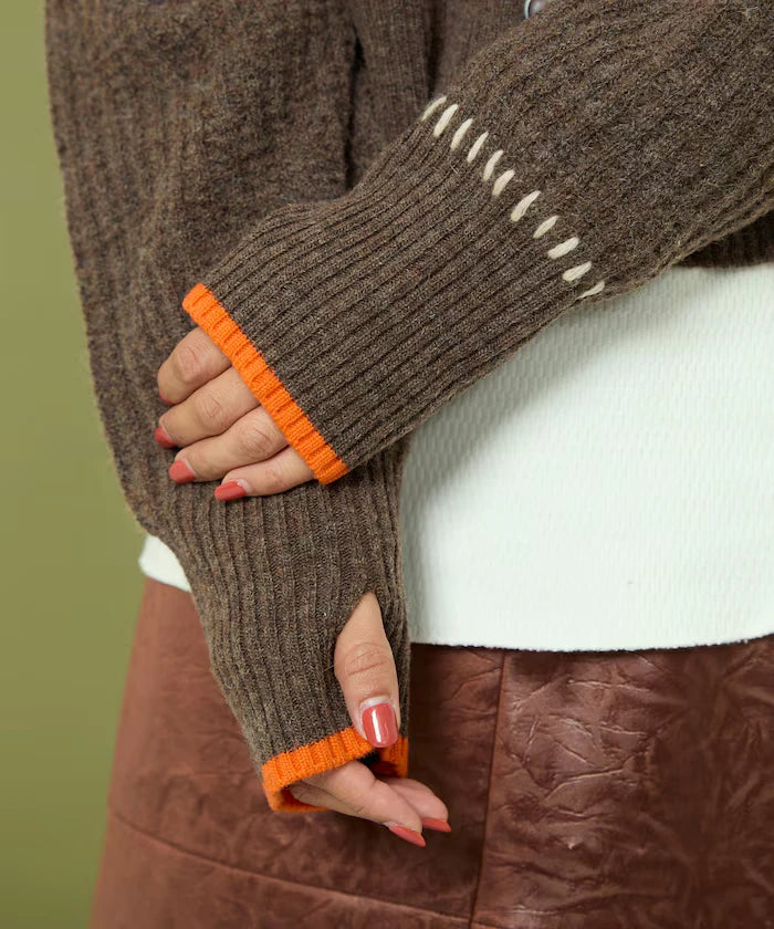 Short Length Color-block Knit Cardigan