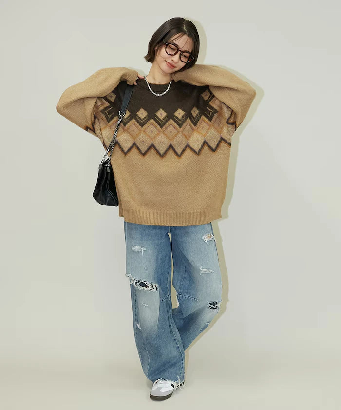 Jacquard Mohair Touch Knit Pullover Limited Edition