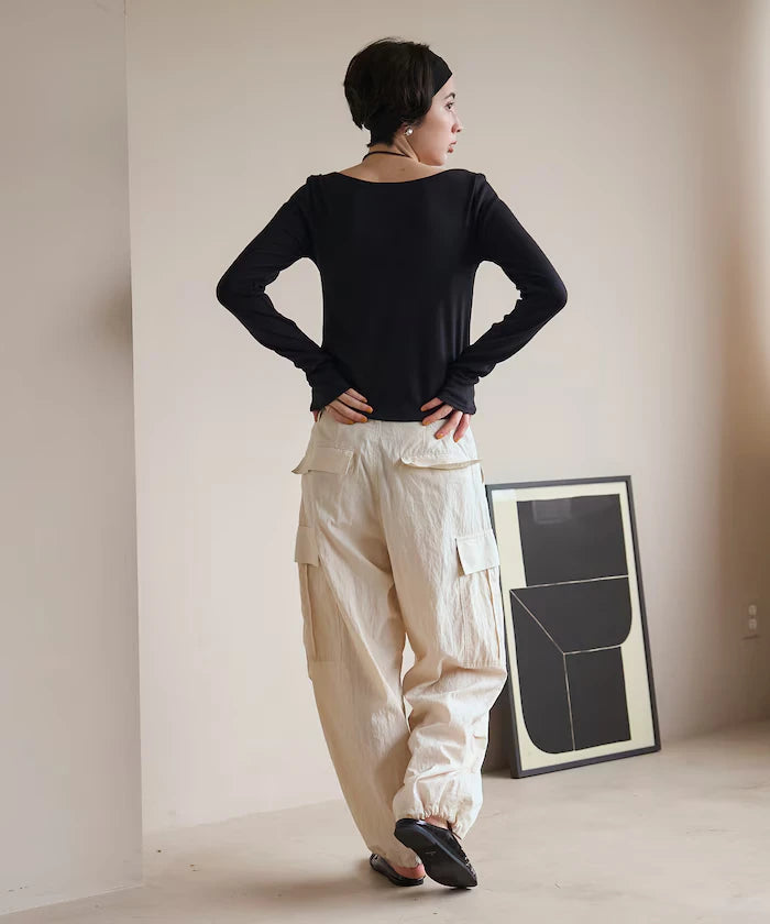 Many Button Cotton Modal Long Sleeve T-Shirt