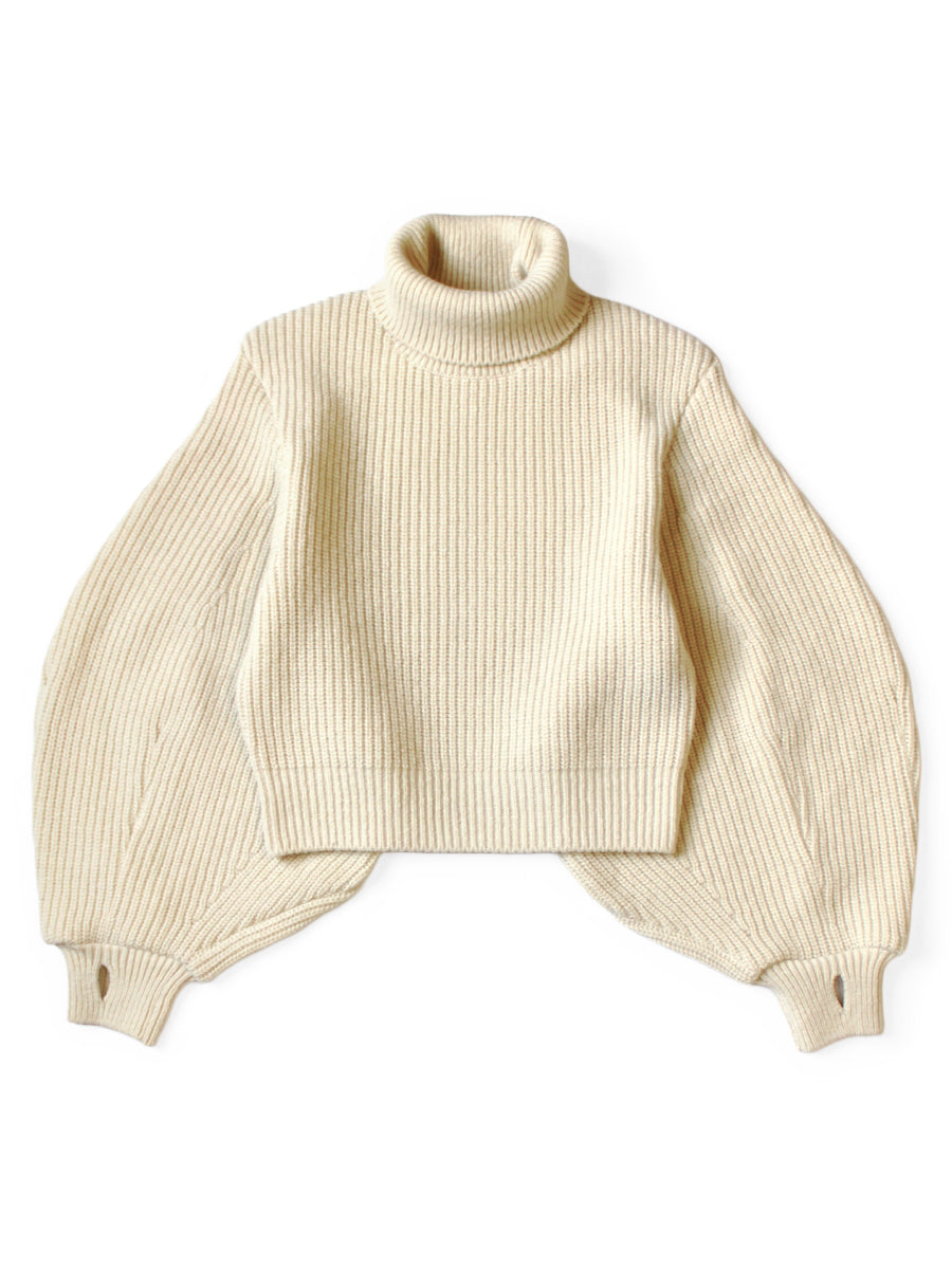 5G Wool Ribbed Bell Sleeve Sweater