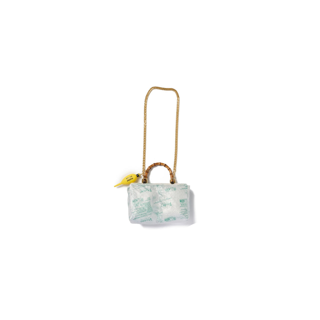 AIR PILLOW BAMBOO HANDLE BAG : BLACK
