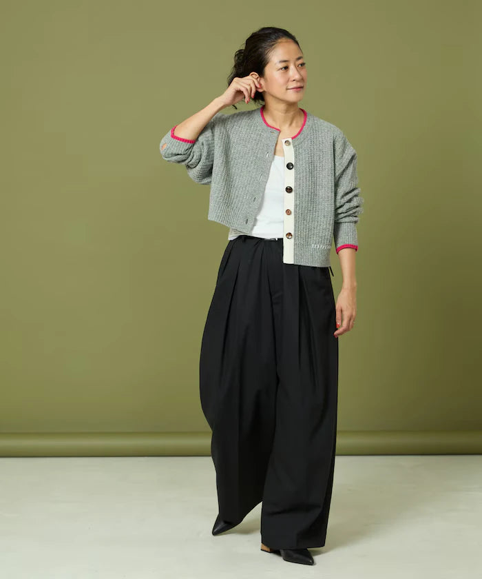 Short Length Color-block Knit Cardigan