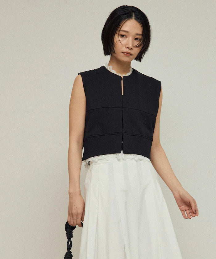 Organic Cotton Lace Sweat Vest / Lined Sweat