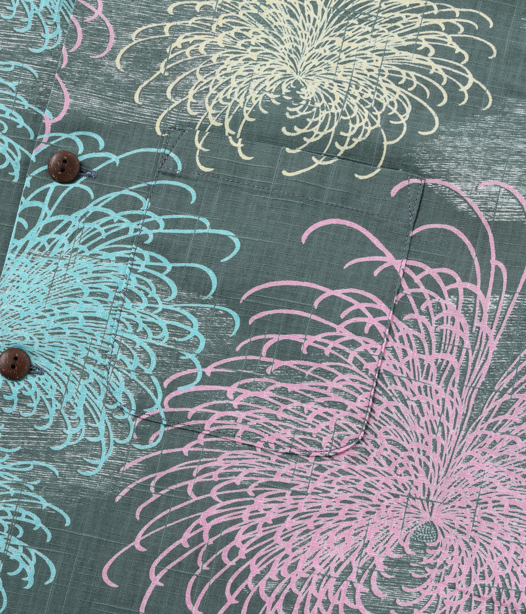 Cotton Linen Slubyarn Hawaiian Shirt 'Chrysanthemum'