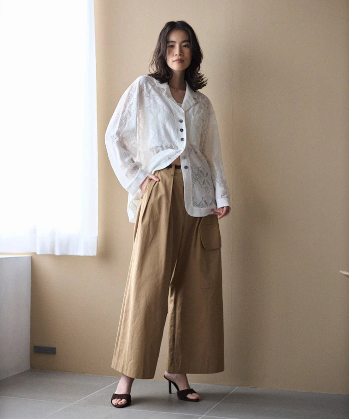 [February 12 12:00 Release] Panel Lace Shirt Jacket / Compatible with Setup