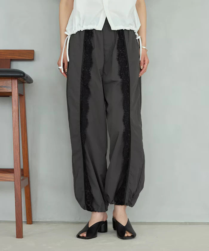 Nylon Lace Easy Wide Pants