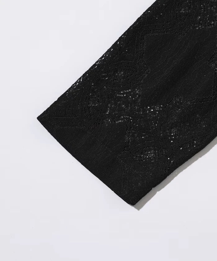 [February 12 12:00 Release] Panel Lace Shirt Jacket / Compatible with Setup