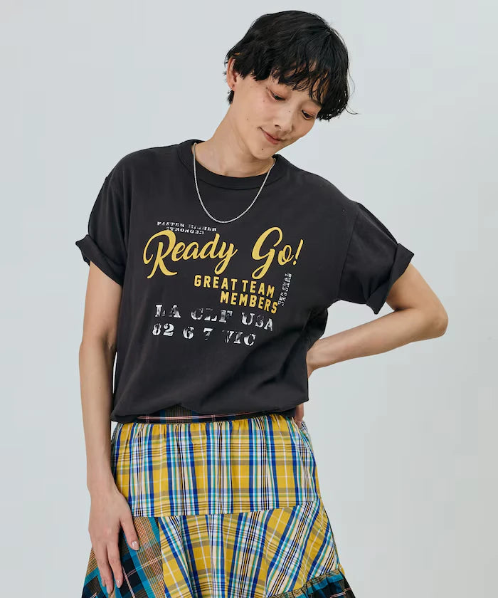Vintage-Like Used Essence Print T-Shirt