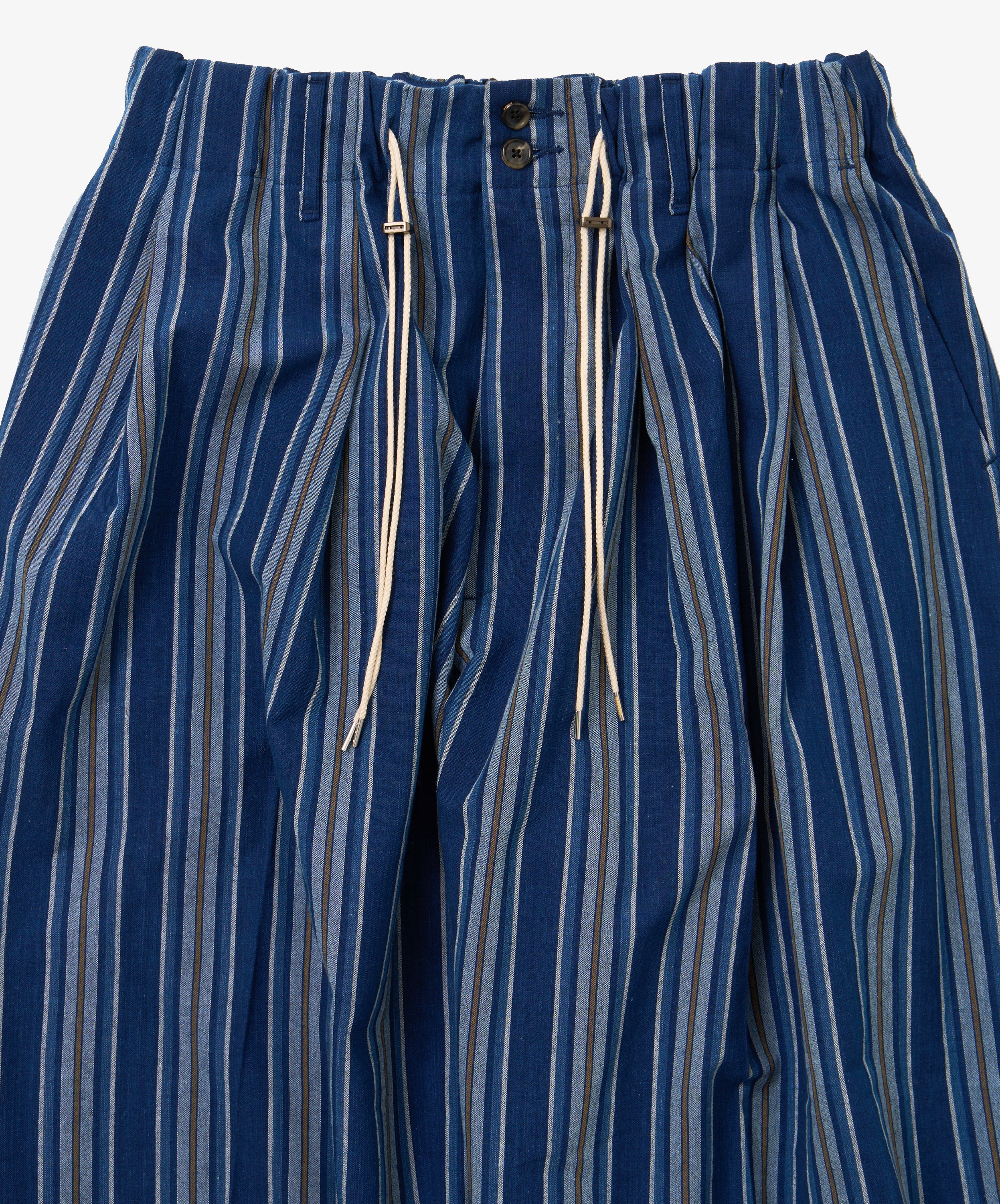 bingo kasuri circular pants yellow navy stripe