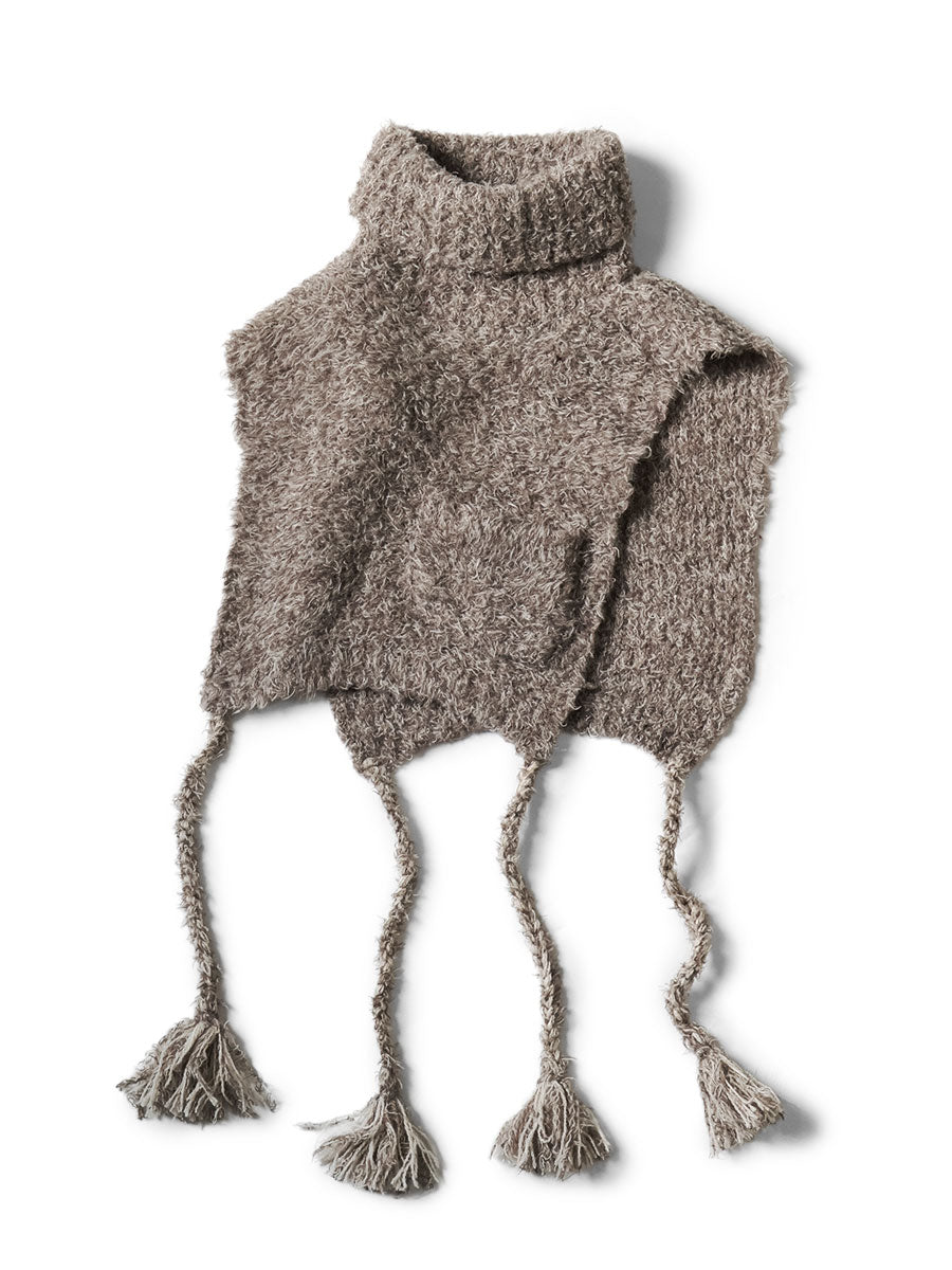 3G Shaggy Knit High Neck Bib Poncho