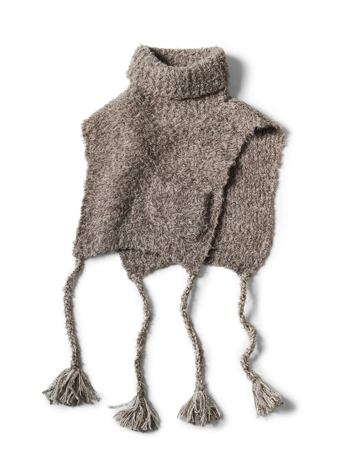 3G Shaggy Knit High Neck Bib Poncho