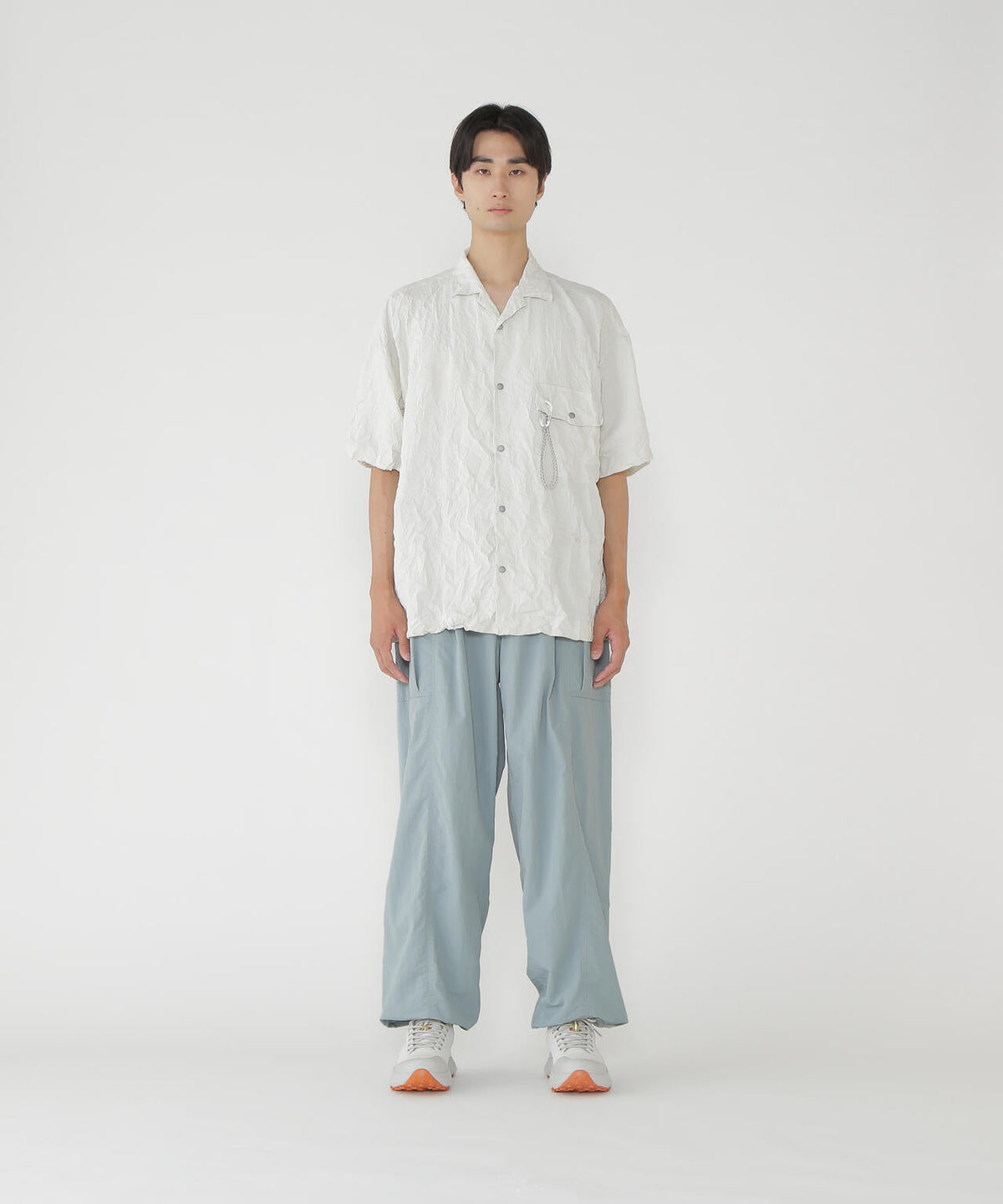 crinkled nylon pants