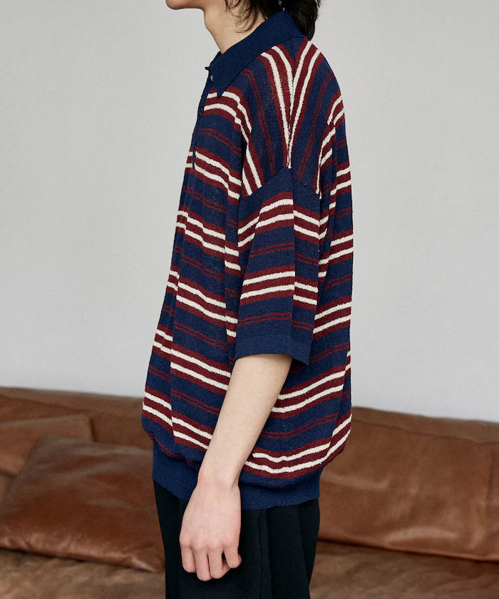 LOVE POP STUDIO Border Knit Polo Shirt Limited Edition