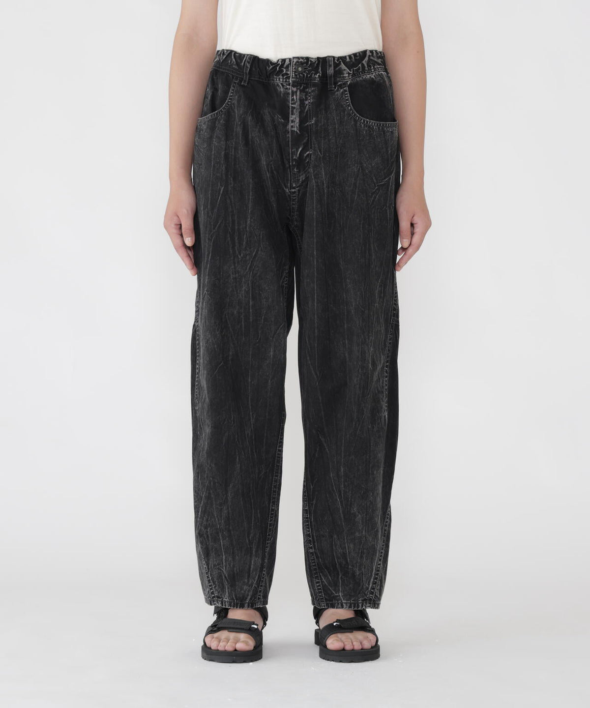 bleach twill wide pants