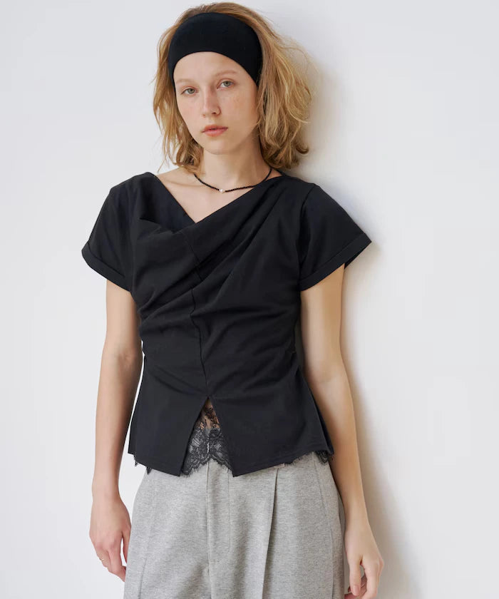 Lace Docking Draped Neck Top 【Limited Edition】