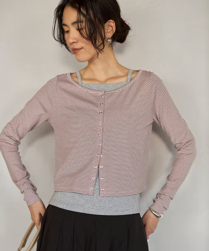 [February 12, 12:00 Release] Layered Set Top / Striped Cardigan & Camisole