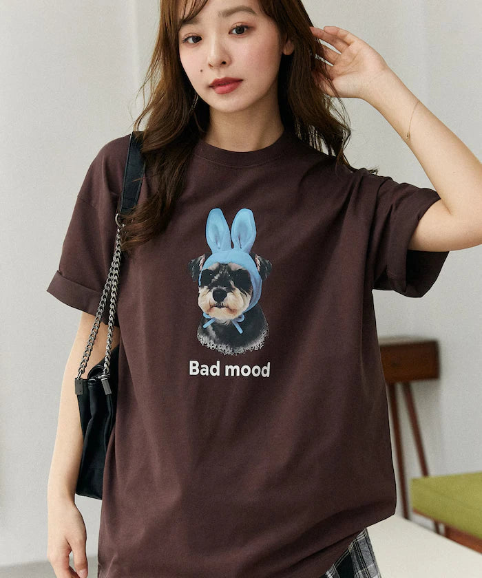 <Functional Material> Bad Mood Dog Print T-Shirt Limited Edition